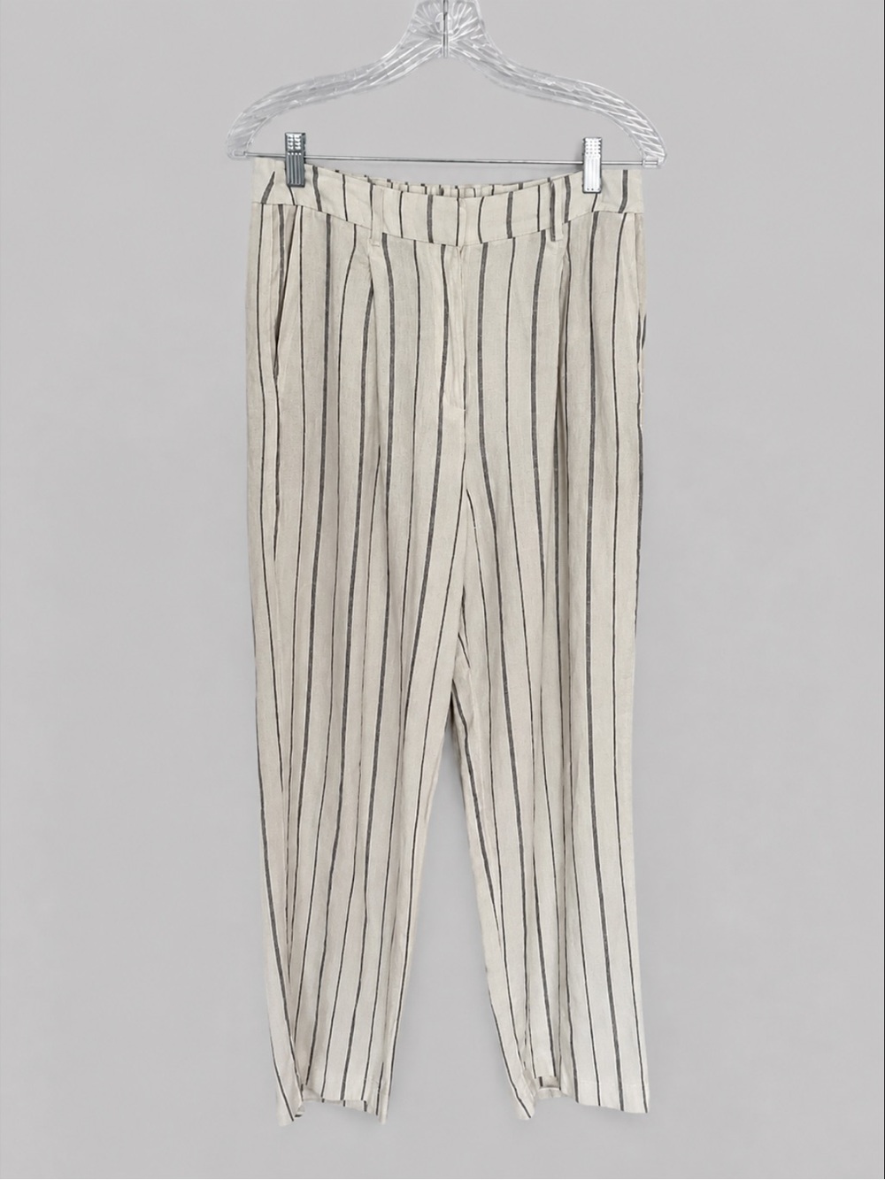 Old Navy Cream Wide Leg Trousers with Navy Blue Vertical Stripes